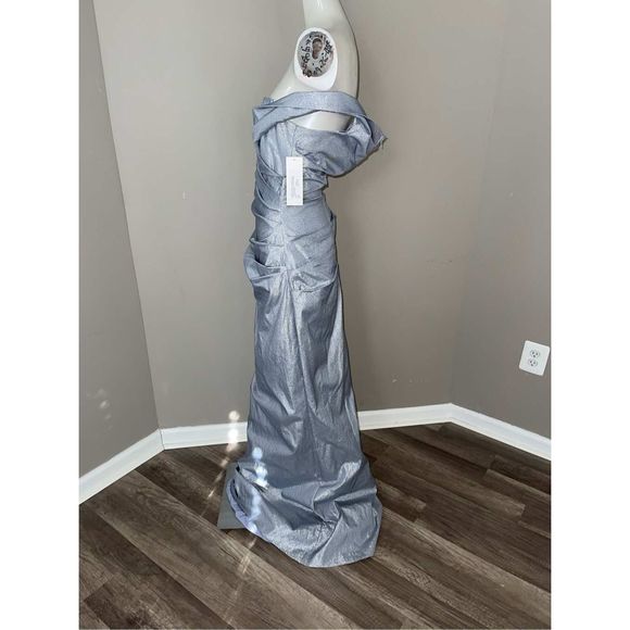Teri Jon by Rickie Freeman Metallic Column Gown US 14 $700 - Picture 8 of 10